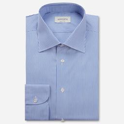 Shirt  striped  navy blue cotton-tencel poplin, collar style  updated spread collar with short points - Image 1