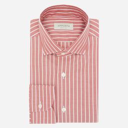 Shirt  striped  red cotton oxford, collar style  updated spread collar with short points - Image 1