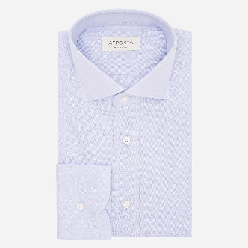 Shirt  solid  light blue cotton mock leno double twisted, collar style  updated spread collar with short points - Product image
