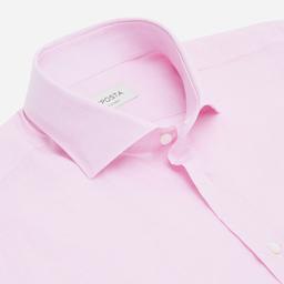 Shirt  solid  pink cotton-linen plain, collar style  updated spread collar with short points - Image 2