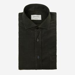 Shirt  solid  green cotton textured, collar style  updated spread collar with short points - Image 1