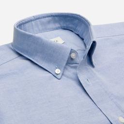 Shirt  solid  navy blue cotton oxford supima cotton, collar style  small button-down collar - Image 2