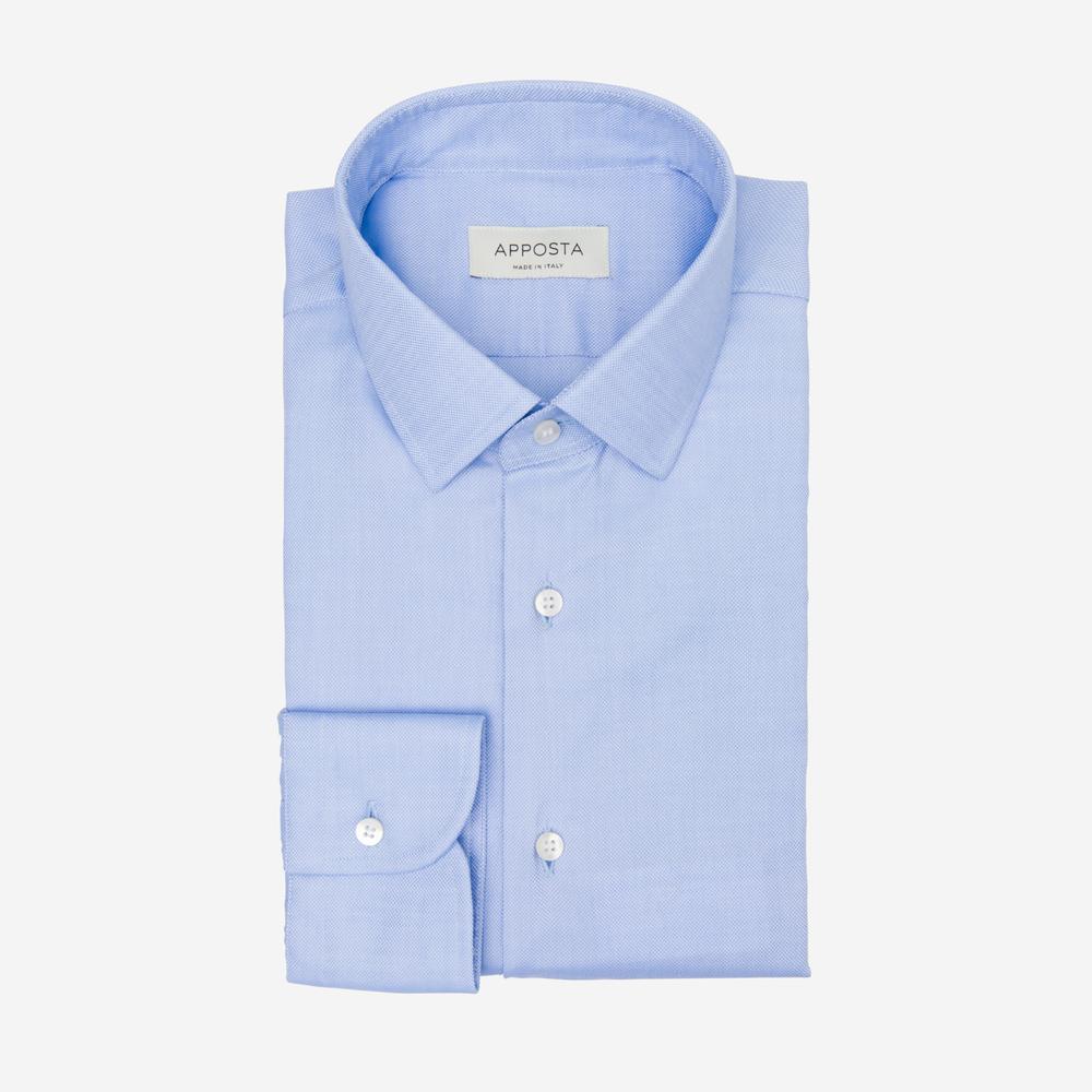 Shirt  solid  light blue wrinkle-free cotton oxford double twisted, collar style  updated straight point collar with short points