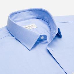 Shirt  solid  light blue wrinkle-free cotton oxford double twisted, collar style  updated straight point collar with short points - Image 2