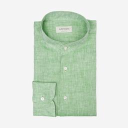 Shirt  solid  green linen zephyr, collar style  band collar - Image 1