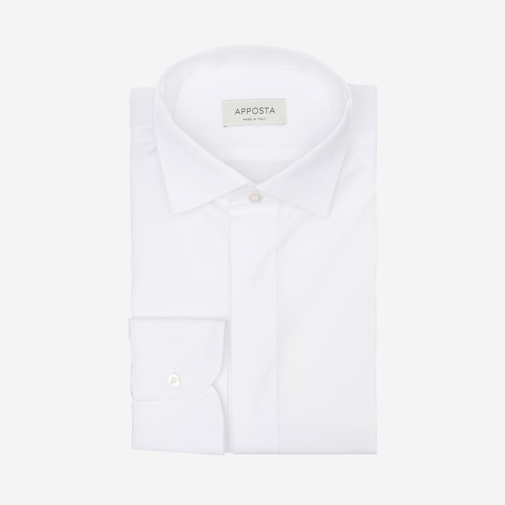 Shirt  solid  white cotton poplin double twisted giza 87, collar style  wing collar with funcional loop - Product image