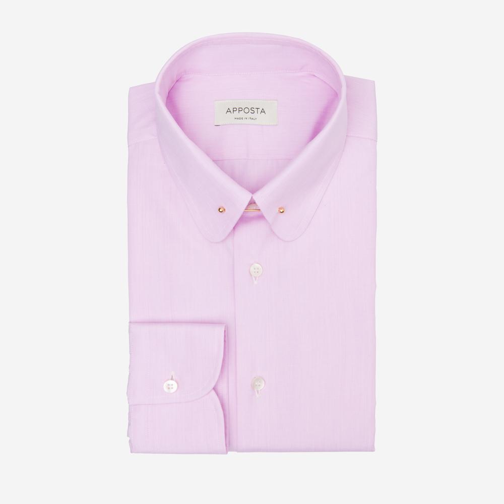 Shirt  solid  pink cotton poplin double twisted, collar style  pin collar