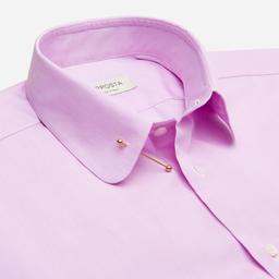 Shirt  solid  pink cotton poplin double twisted, collar style  pin collar - Image 2