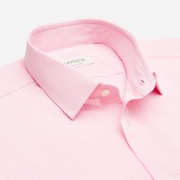 Shirt  small check  pink cotton plain double twisted, collar style  updated straight point collar with short points - Image 2