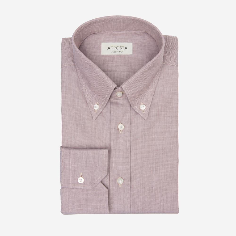 Shirt  solid  brown cotton fil-&#224;-fil, collar style  button-down collar
