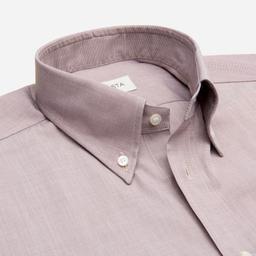 Shirt  solid  brown cotton fil-&#224;-fil, collar style  button-down collar - Image 2