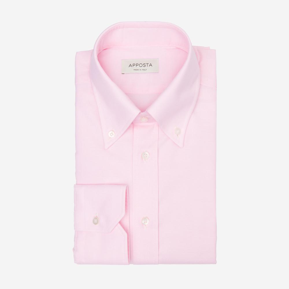 Shirt  solid  pink cotton oxford double twisted supima cotton, collar style  button-down collar