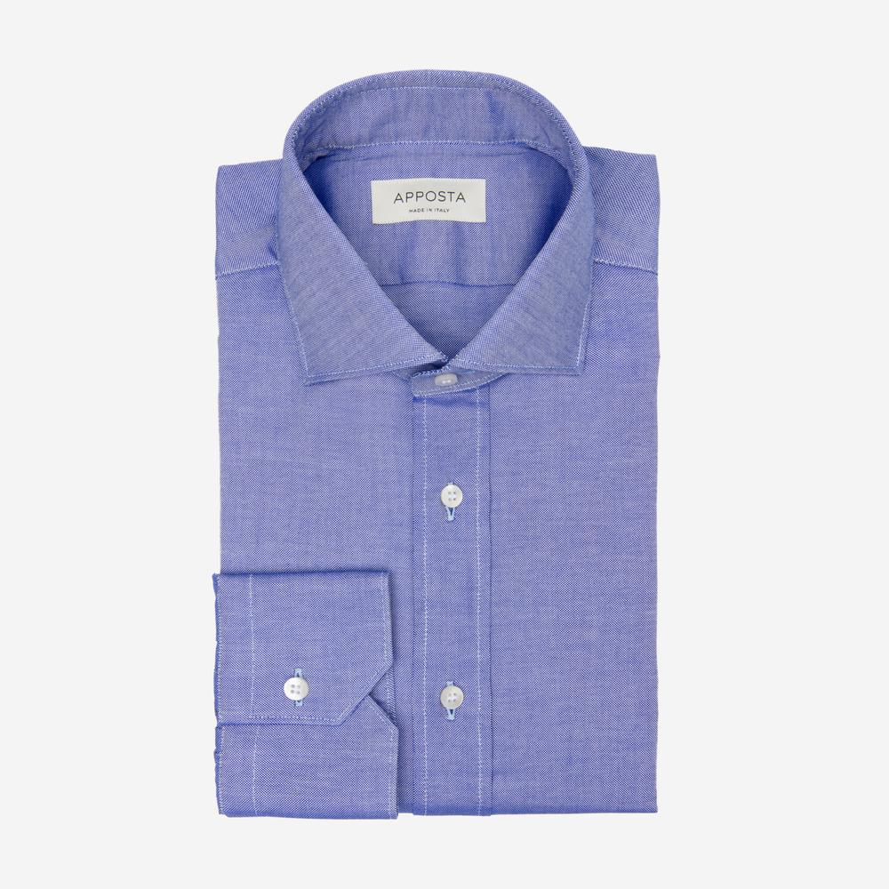 Shirt  solid  navy blue cotton oxford, collar style  updated spread collar with short points