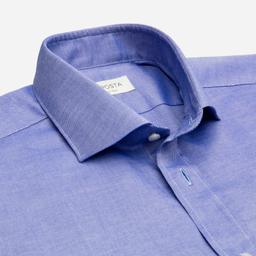 Shirt  solid  navy blue cotton oxford, collar style  updated spread collar with short points - Image 2