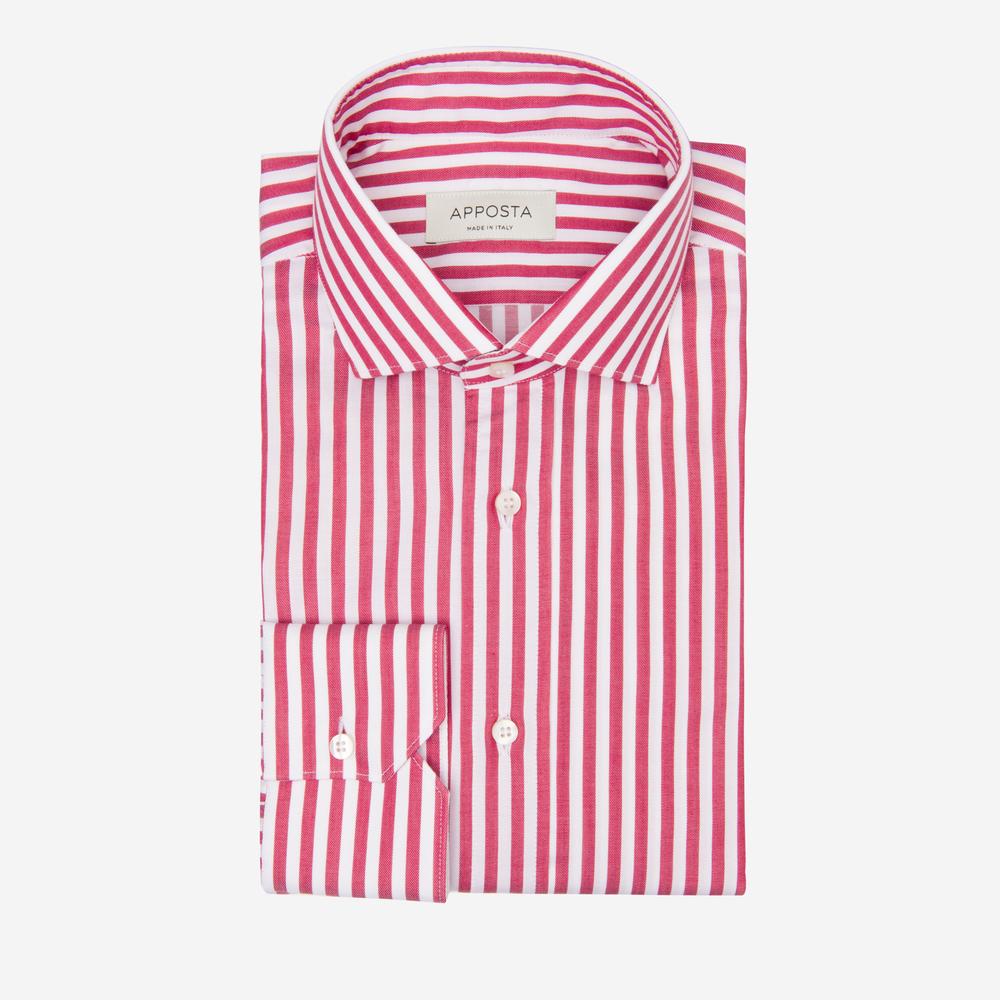Shirt  striped  red stretch cotton twill, collar style  updated spread collar with short points