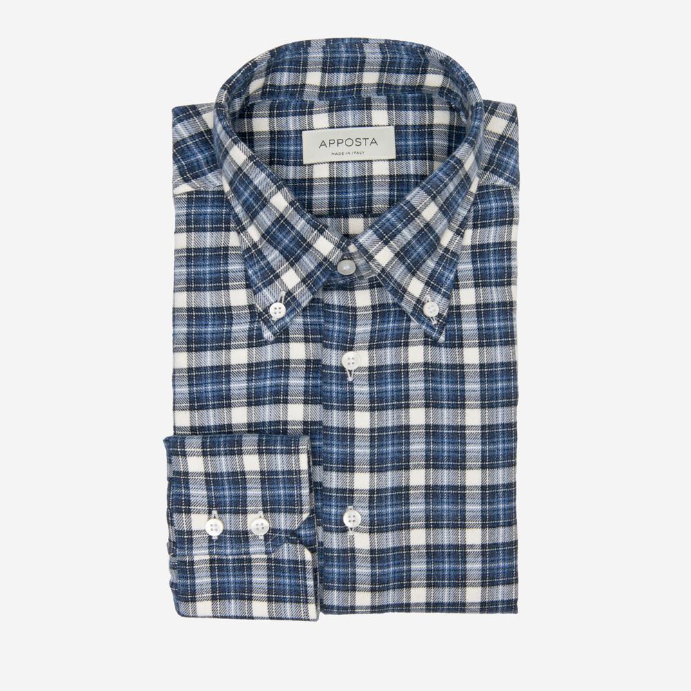 Shirt  big check  multi flannel twill double twisted, collar style  button-down collar