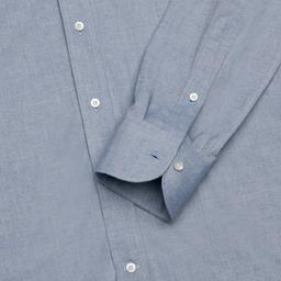 Shirt  solid  navy blue flannel pinpoint oxford double twisted, collar style  updated straight point collar with short points - Image 2