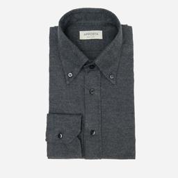 Shirt  solid  black flannel oxford double twisted, collar style  button-down collar - Image 1