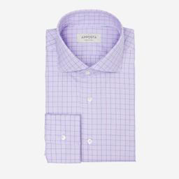 Shirt  prince of wales check  violet cotton twill double twisted giza 45, collar style  lower spread collar - Image 1
