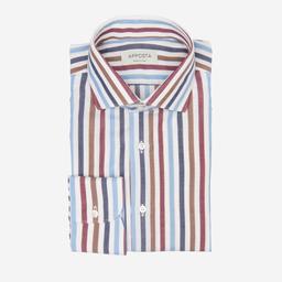 Shirt  striped  multi cotton-wool twill, collar style  updated spread collar with short points - Image 1