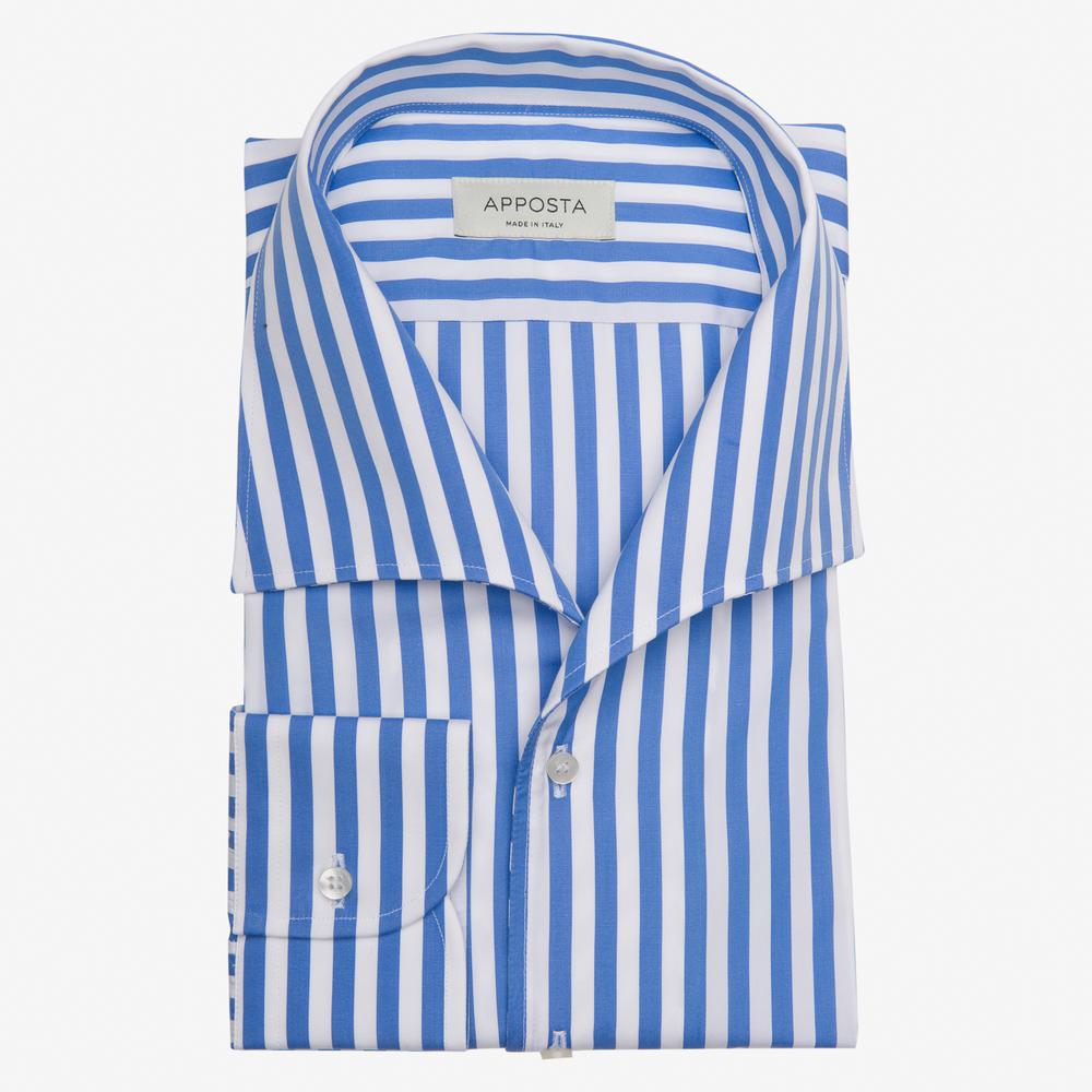 Shirt  striped  light blue cotton poplin double twisted, collar style  one piece collar