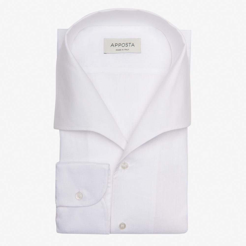 Shirt  solid  white cotton mock leno double twisted supima cotton, collar style  one piece collar