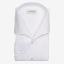 Shirt  solid  white cotton mock leno double twisted supima cotton, collar style  one piece collar - Image 1