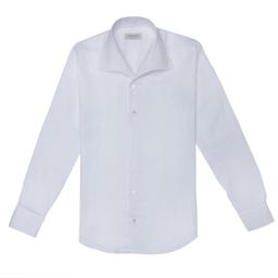 Shirt  solid  white cotton mock leno double twisted supima cotton, collar style  one piece collar - Image 2