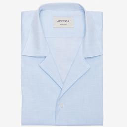 Shirt  solid  light blue cotton-linen plain, collar style  camp collar - Image 1