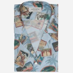 Shirt  patterned designs  multi cotton poplin, collar style  camp collar - Image 1