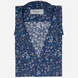 Shirt  floral  navy blue cotton poplin, collar style  camp collar - Image 1