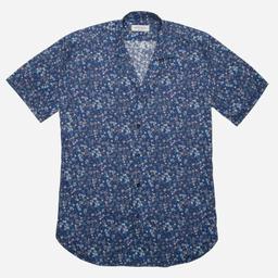 Shirt  floral  navy blue cotton poplin, collar style  camp collar - Image 2