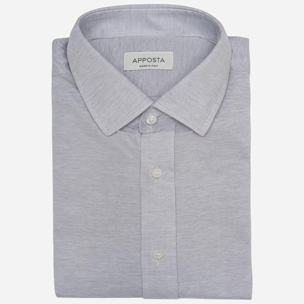 Shirt  solid  grey cotton jersey, collar style  updated straight point collar with short points