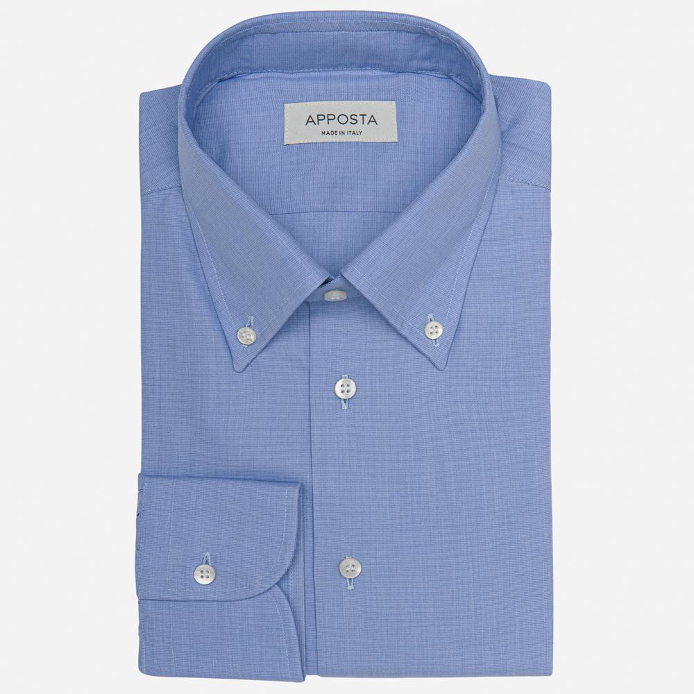 Shirt  solid  light blue cotton fil-&#224;-fil double twisted, collar style  button-down collar