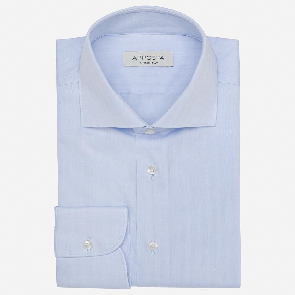 Shirt  solid  light blue cotton twill, collar style  spread collar