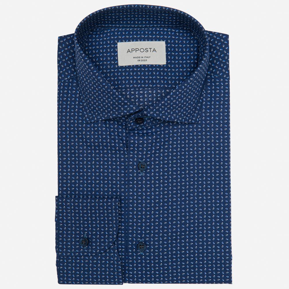 Shirt  patterned designs  navy blue cotton plain, collar style  updated spread collar with short points