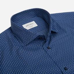 Shirt  patterned designs  navy blue cotton plain, collar style  updated spread collar with short points - Image 2