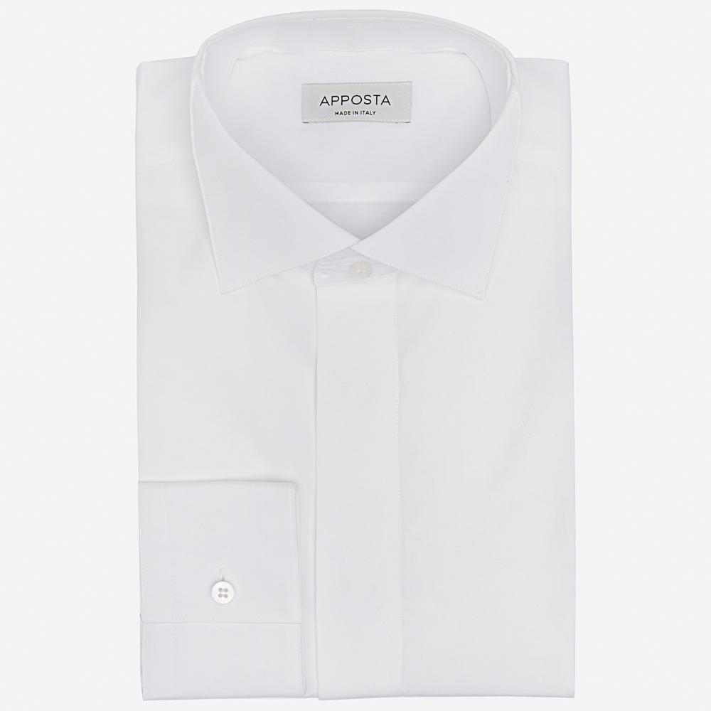 Shirt  solid  white cotton twill double twisted, collar style  wing collar with funcional loop