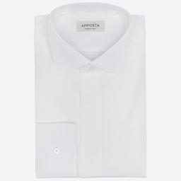 Shirt  solid  white cotton twill double twisted, collar style  wing collar with funcional loop - Image 1