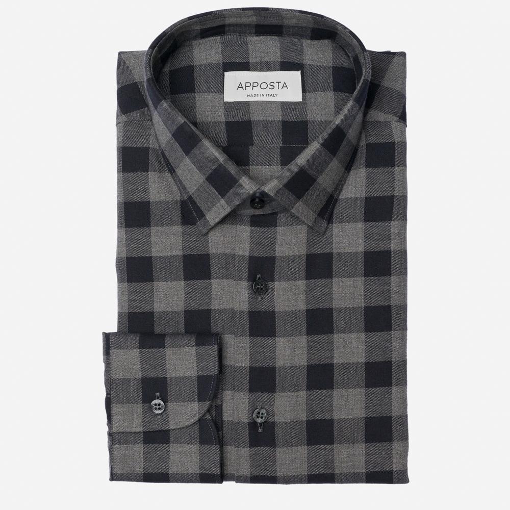 Shirt  big check  multi flannel twill, collar style  updated straight point collar with short points