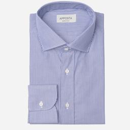 Shirt  striped  navy blue easy-iron cotton poplin, collar style  updated spread collar with short points - Image 1