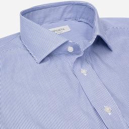 Shirt  striped  navy blue easy-iron cotton poplin, collar style  updated spread collar with short points - Image 2