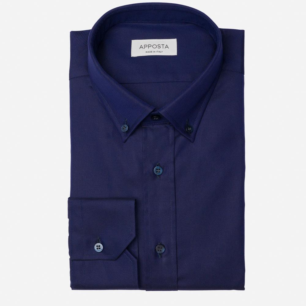 Shirt  solid  navy blue cotton royal oxford double twisted giza 45, collar style  small button-down collar