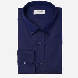 Shirt  solid  navy blue cotton royal oxford double twisted giza 45, collar style  small button-down collar - Image 1