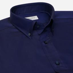 Shirt  solid  navy blue cotton royal oxford double twisted giza 45, collar style  small button-down collar - Image 2