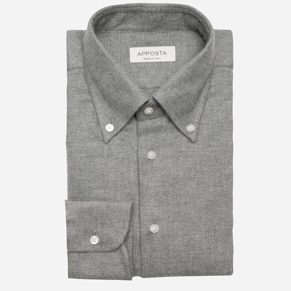 Shirt  textures  grey flannel twill double twisted, collar style  button-down collar