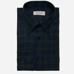 Shirt  big check  green cotton twill, collar style  button-down collar - Image 1