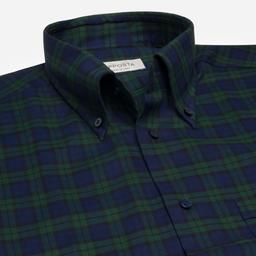 Shirt  big check  green cotton twill, collar style  button-down collar - Image 2