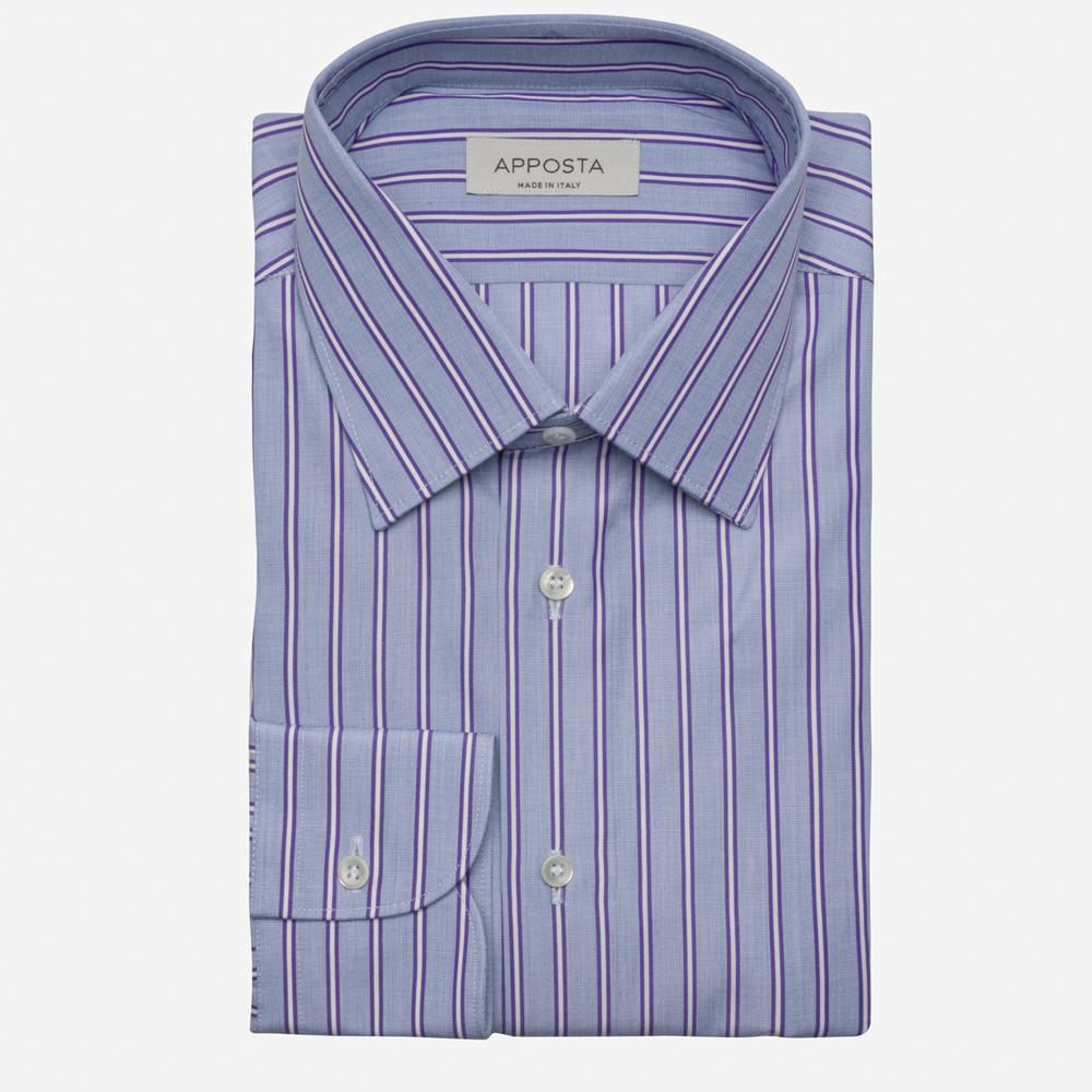 Shirt  striped  violet cotton poplin, collar style  lower spread collar