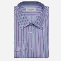 Shirt  striped  violet cotton poplin, collar style  lower spread collar - Image 1